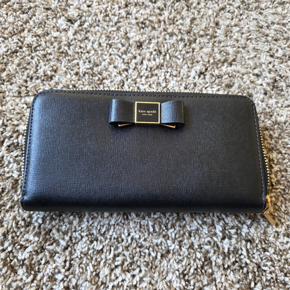 Kate Spade Black Wallet with Gold Accents